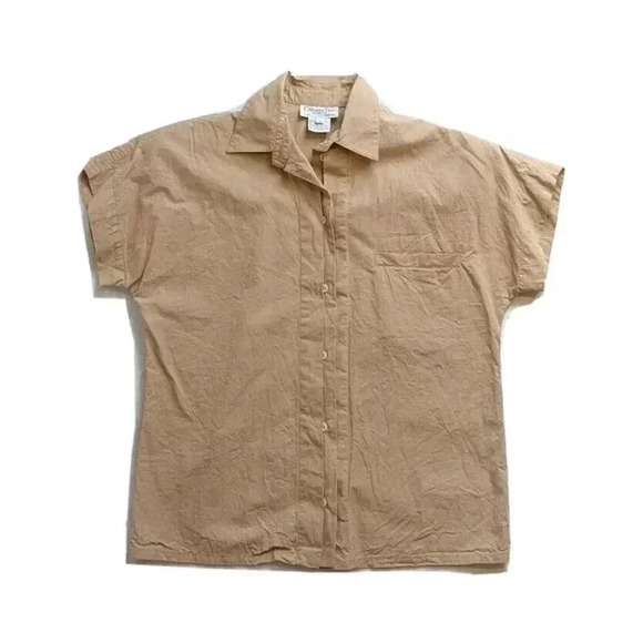 Vintage Christian Dior Separates Khaki Button Down Shirt Sz 8 Shoulder Pads - Picture 1 of 6